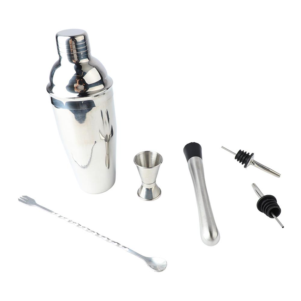 6 piece 750ml Cocktail Shaker Set Stainless Steel Drink Mixing Kit Practical Bartender Kit Bar
