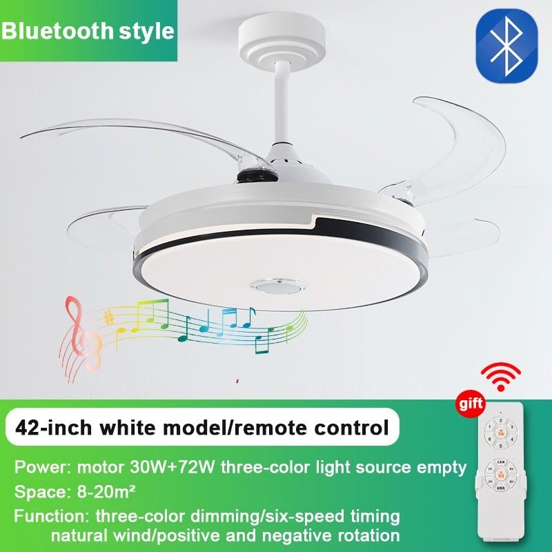 6-gear Adjustment Invisible Fan Ceiling Fan With Light Household Bedroom LED Lighting Electric Fan Bluetooth Audio Fan Light