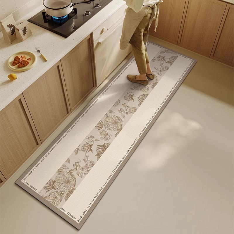 PVC Leather Mat Home Kitchen Area Rug Waterproof Oil-proof Foot Mats Non Slip Wear-resistant Carpet Long Balcony Rugs