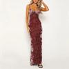 Fashion Retro Style Lace Rose Floral Slim-Fitting Sling Dress Women's Autumn Fashion Sexy Temperament Sheath Dress