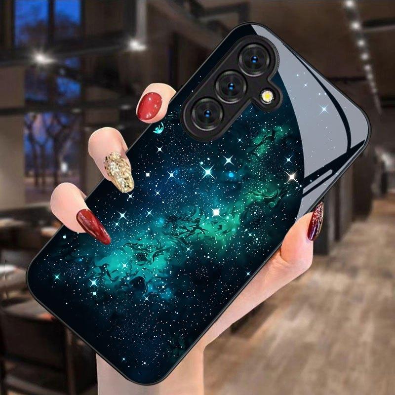 Nebula and Star Pattern Glass Tempered Phone Case Suitable for Samsung Galaxy S26 S25 S24 S22 S21 S20 FE/Ultra/Plus Hard Case