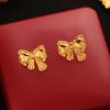 18K Gold Plated Bowknot Titanium Steel Stud Earrings - Trendy, Fashionable, Personalized, Non-Fading Women's Jewelry.