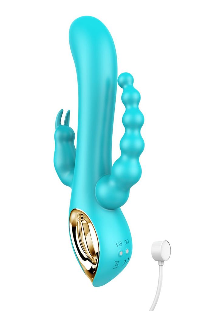Vibromasseur Rabbit Bleu Avec Chapelet Vibrant Toz 024 Blu