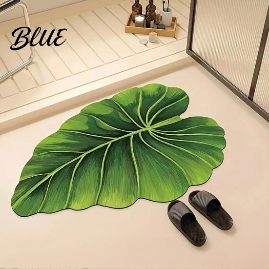 Green Leaf Floor to Clean Irregular Shaped 3D Rug Mat Realistic Anti Easy Slip Doormat