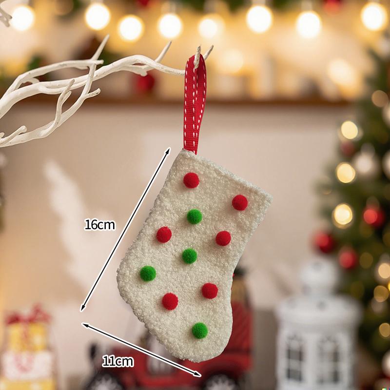 Cartoon Striped Knitted Fabric Christmas Socks Knife And Fork Cover Christmas Party Hanging Decorations Christmas Socks Gift Bag