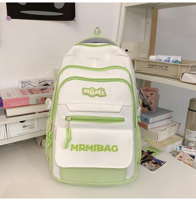 Schoolbag1011 new ins lightweight Mori versatile high-value contrasting color schoolbag girls junior high school large-capacity travel backpack