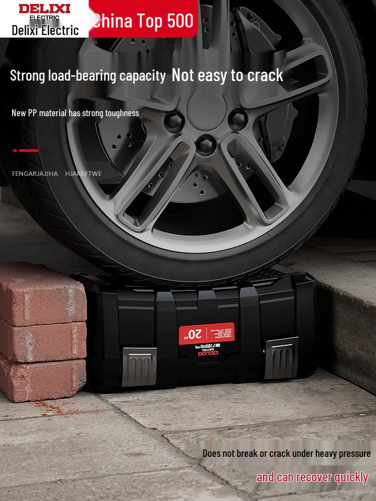 Delixi Multifunctional Hardware Storage Box: Household, Industrial, Electrician-Grade Toolbox for Car-Mounted Use.