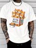 Funny Kitten Nuggets Box Cartoon Unisexs Front Print T Shirt Cute Cat Fast Food Graphic Tee Casual Short Sleeve Top Cat Lover Gift