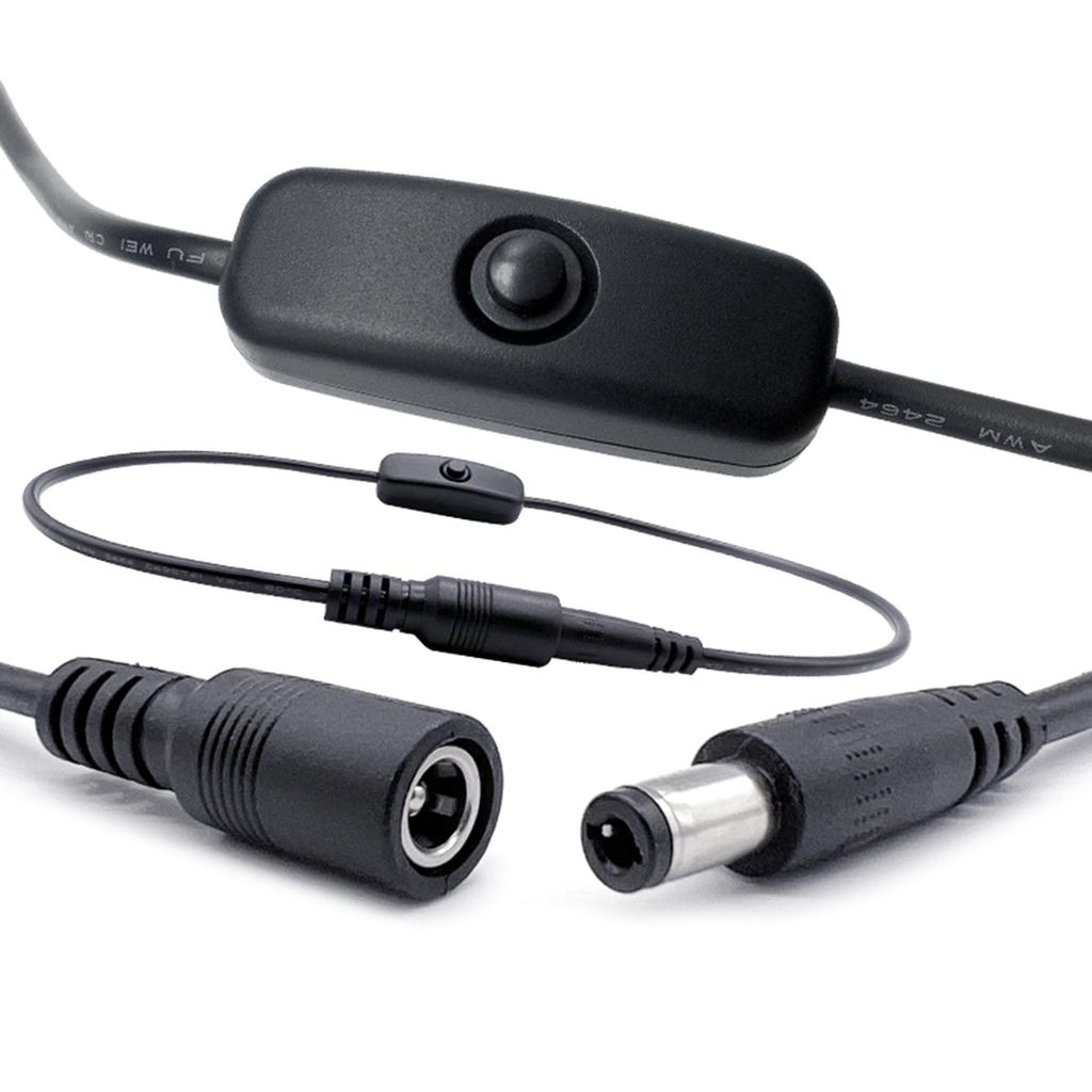 1.5M DC5521 Female To Male Power Cord With Toggle Switches For Various 12V Electronics And Home Appliances
