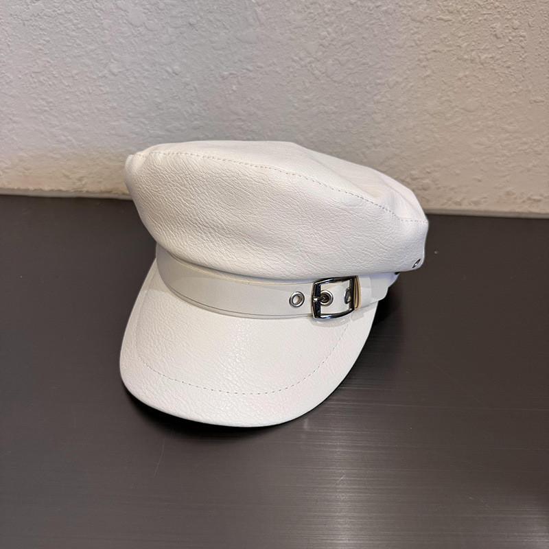 Retro Beret Hat For Women Pu Leather Sunshade And Warmth For Spring And Fall