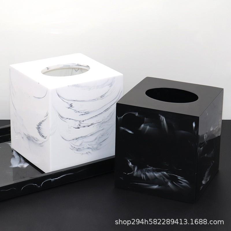 Resin Tissue Box Square Modern Design Home Car Bathroom Waterproof Multi-Use Paper Towel Holder Gift