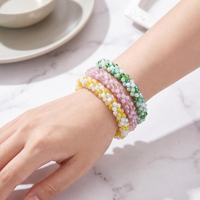 Fashion Colorful Crystal Bracelets for Women Unique Simple Elastic Rope Temperament Charm Bracelet Hairband Jewelry