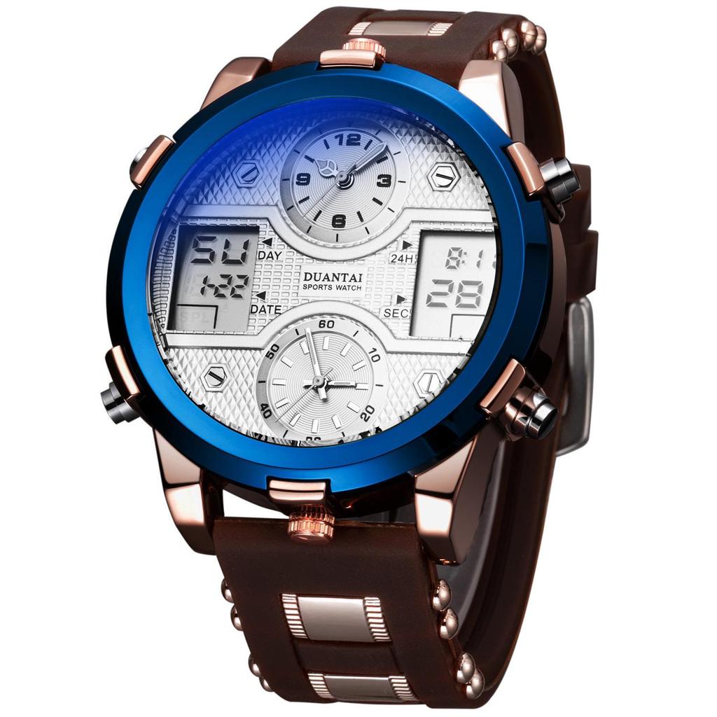 DUANTAI Military Watch: Dual Movement, Dual Display, Luminous, Multi-Function, Waterproof Sports Watch.