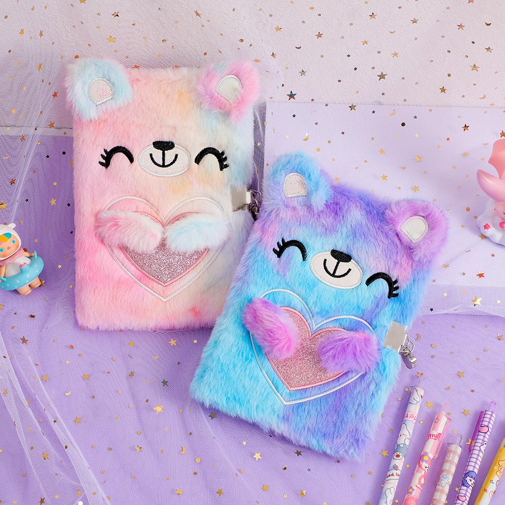 Lockable Little Bear Plush Journal for Kids - Perfect Christmas Gift