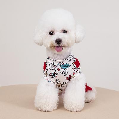Christmas Pet Clothing Dog Floral Clothing Autumn Winter Warm Legged Skirt Teddy Dress Fashionable Overalls Four Legged Clothing