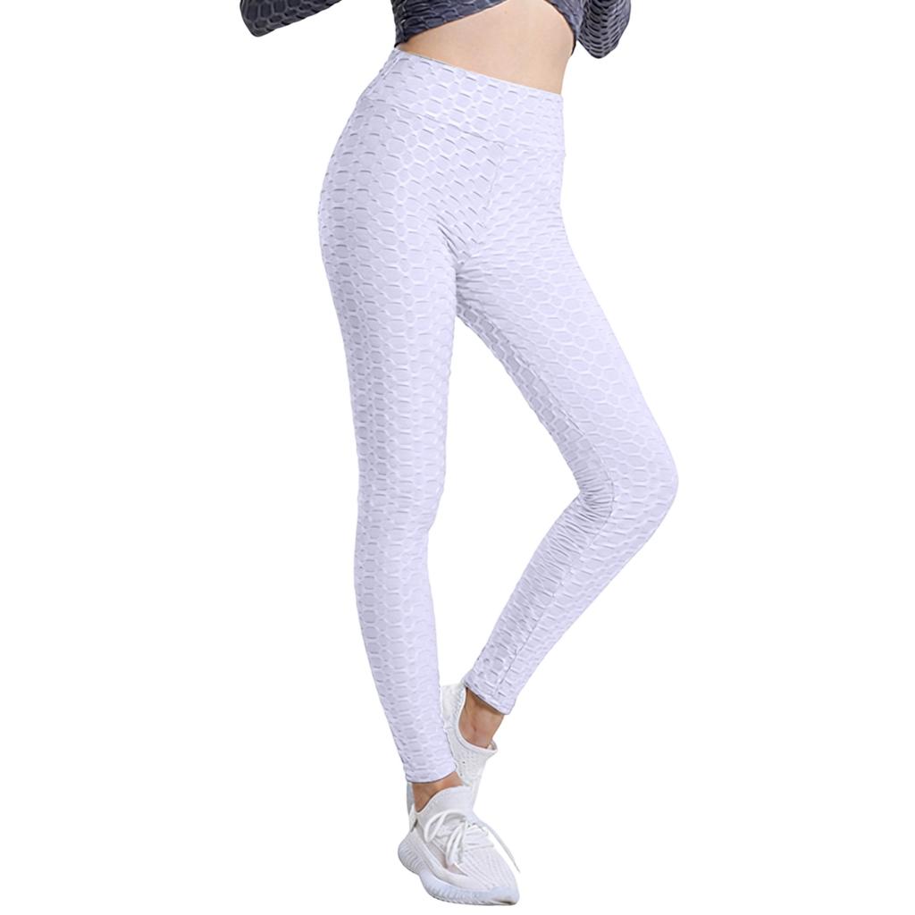 Women's Fashion Jacquarded High Elastic Sports Bodybuilding Cropped Pants Fitness Solided Color High Waist Hip Leggings