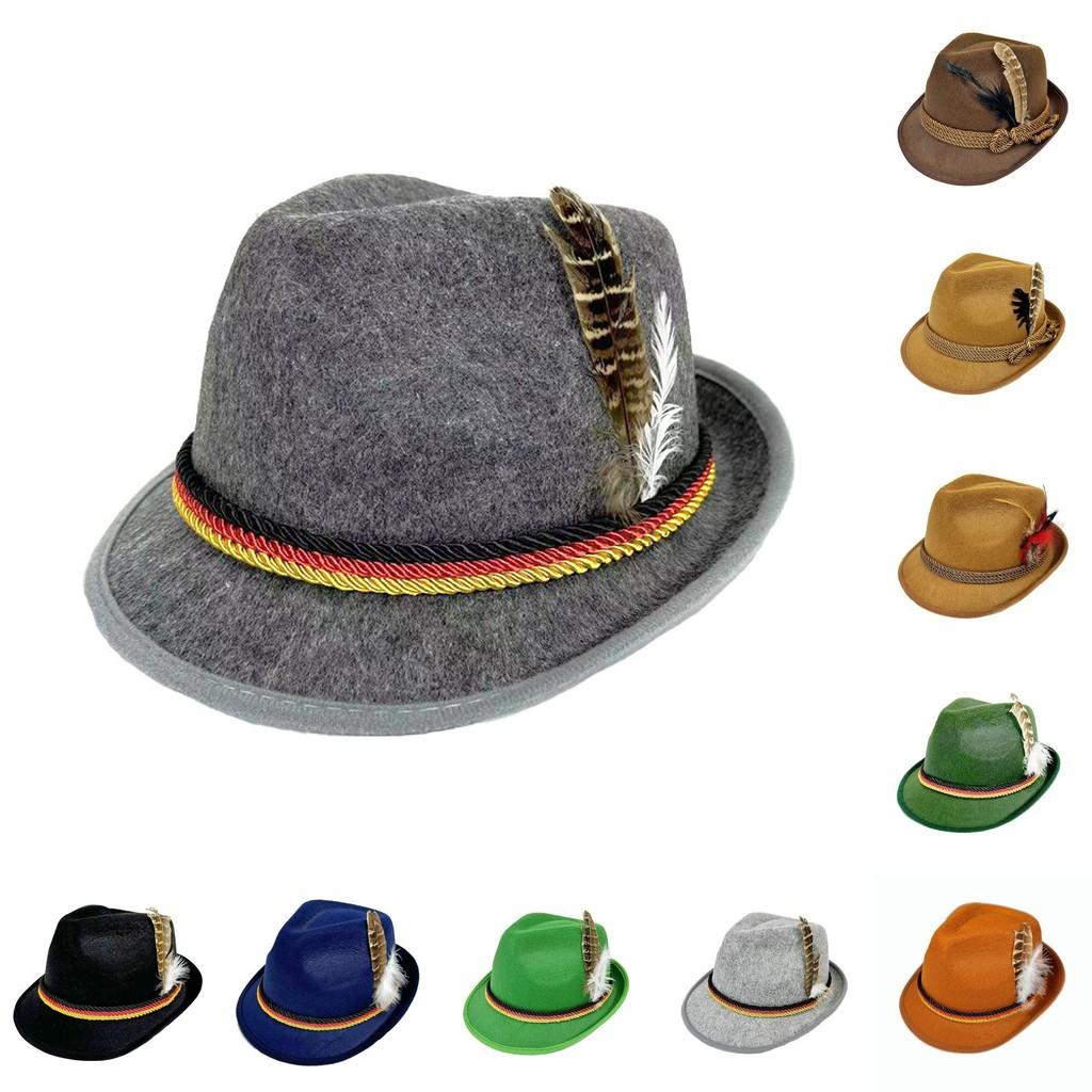 Beer Festival Jazz Hat Costume Prop For Oktoberfest Celebrations With Feather
