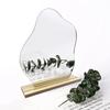 Wave Mirror with Wood Korean Unbreakable Room Makeup Present Stand, Acrylic, Style, Mirror, Mirror, Irregular, Stylish, Interior, Mirror,