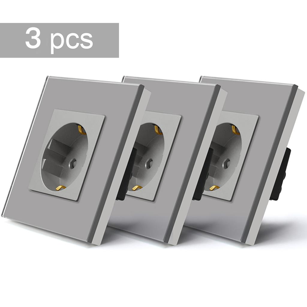 BSEED Touch Lichtschalter 1-fach 3-Wege für Treppenhaus Flur Korridor EU Standard Glasplatte Blaue Hintergrundbeleuchtung 10A 3er-Pack