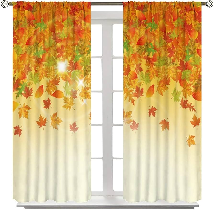 Blackout Maple Leaf Curtain Autumn Landscape Print Window Forest Treatment Curtains Bedroom Kitchen Office Made Of Polyester Washable Decor Ready
