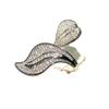 Silver Exaggerated Micro-set Zircon Ring Temperament Large Willow Leaf Full Diamond Ring Female Party Wedding Jewelry Gift
