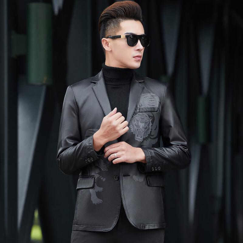 Men's Genuine Sheepskin Printed Leather Jacket