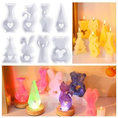 Easter Rabbit Silicone Mold Rabbit Cats Candlestick Mould DIY Aromatherapy Gypsum Decoration Mould Home Art Decoration