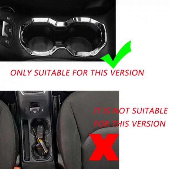 Chrome Inner Front Water Cup Holder Cover Trim Ring Frame For Jeep Renegade 16+