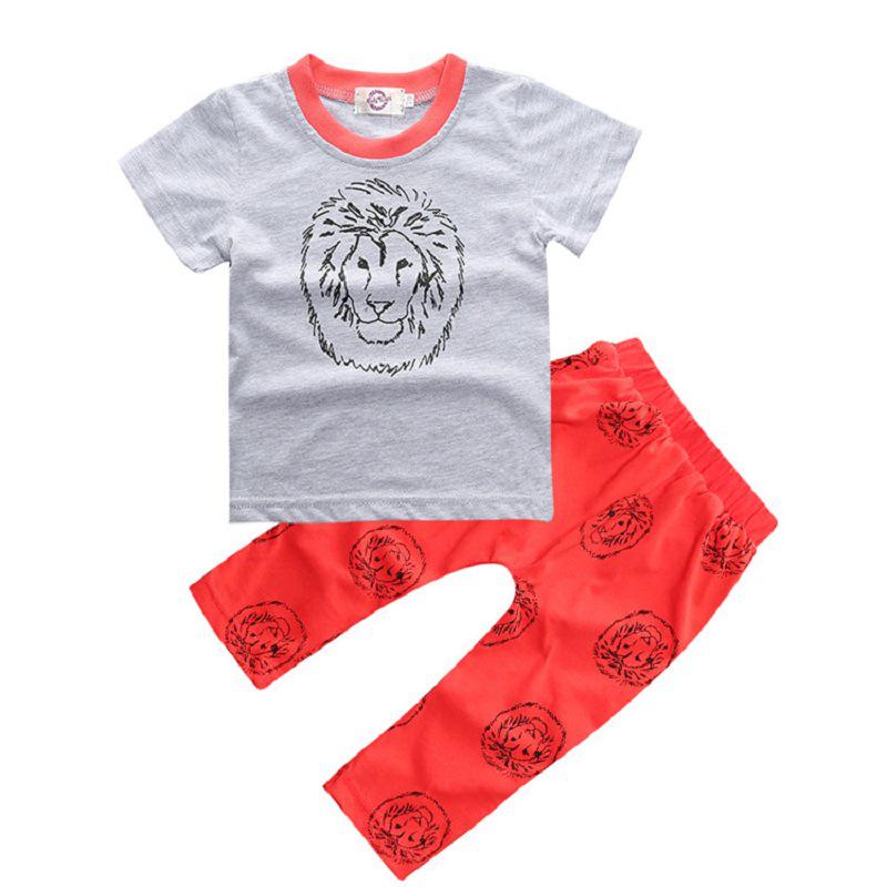 Spring & Summer INS Style Baby & Kids Short Sleeve Printed T-Shirt and Pants Set