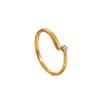 18K Gold Plated Stainless Steel Adjustable Open Ring with Water Drop Texture for Women