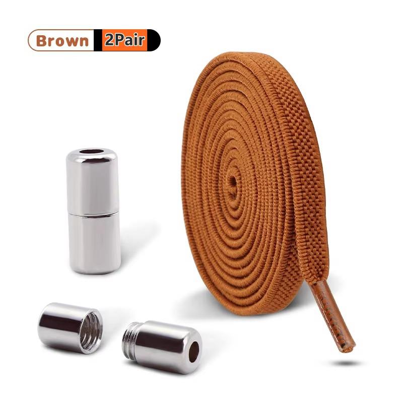 2Pair Capsule Lock Shoelaces Elastic Laces Sneakers No Tie Shoe Laces Without Ties Kids Adult 0.6cm Flat Shoelace for Shoes