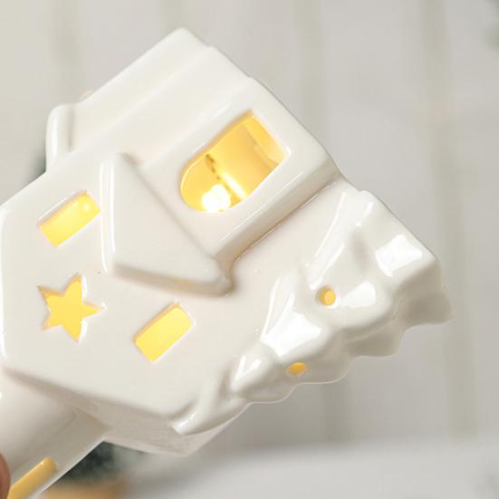 Yousheng Ceramic Snow House LED Decor Nordic Christmas Village Tabletop Lamp Creative Festive Centerpiece for Mantel And Shelf Display