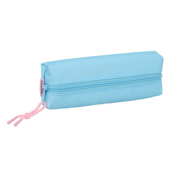 Trousse rectangulaire enfant - safta - 22x7x4 cm - Bleu ciel - Fermeture éclair - Nylon - Compartiment zippé