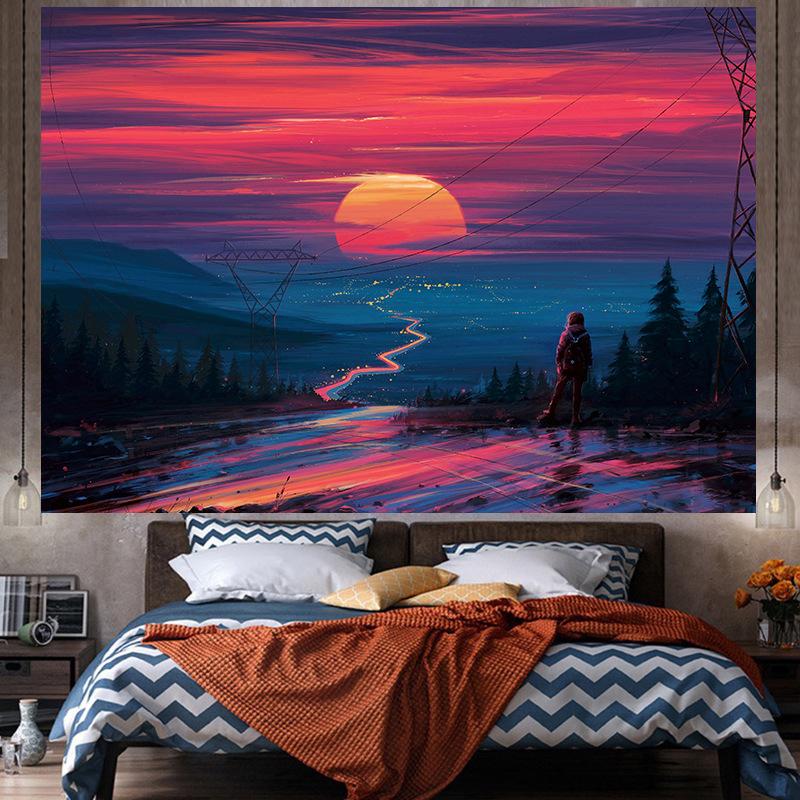 Fondo de tela para ventana, decorativo, estilo Ins, tapiz grande para colgar en la pared, tapiz Hippie geométrico, decoración de la habitación del hogar, decoración estética