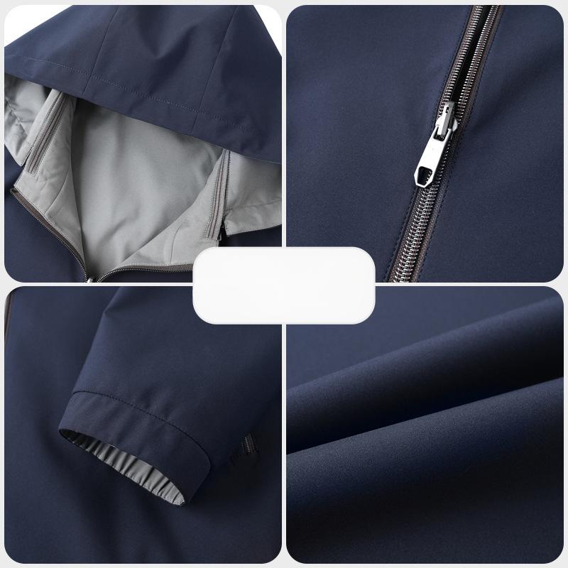 New Men's Reversible Jacket Men's Stand-up Collar Hood Spring Coat Top Clothes
