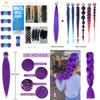 Synthetic Braided Purple Hair Extensions Ponytail Costume Hairstyle Long Ponytail with Clips for Kids Girls Halloween Christmas