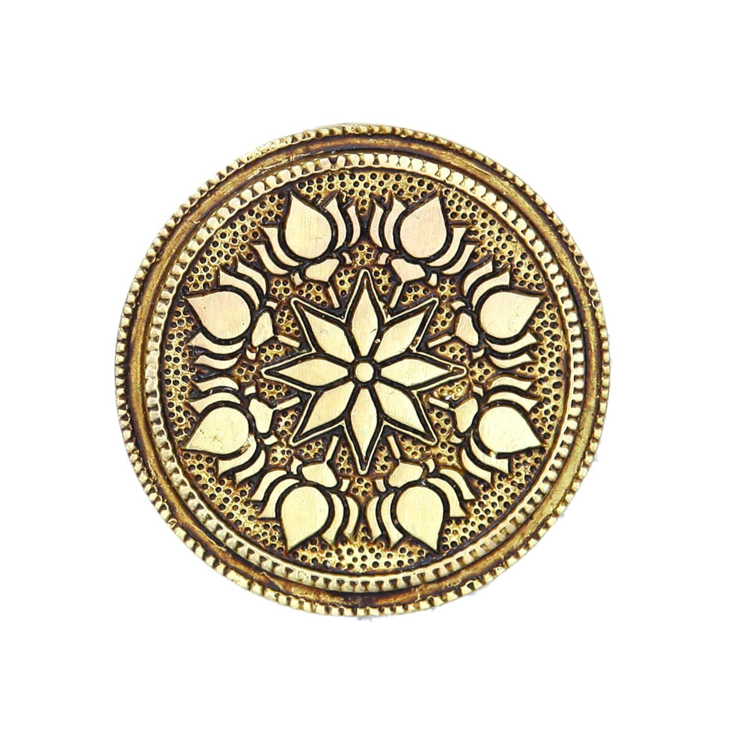 anciently Round Chowki | Pooja Chowki Round | Brass Chowki, Brass, Gold Colour,