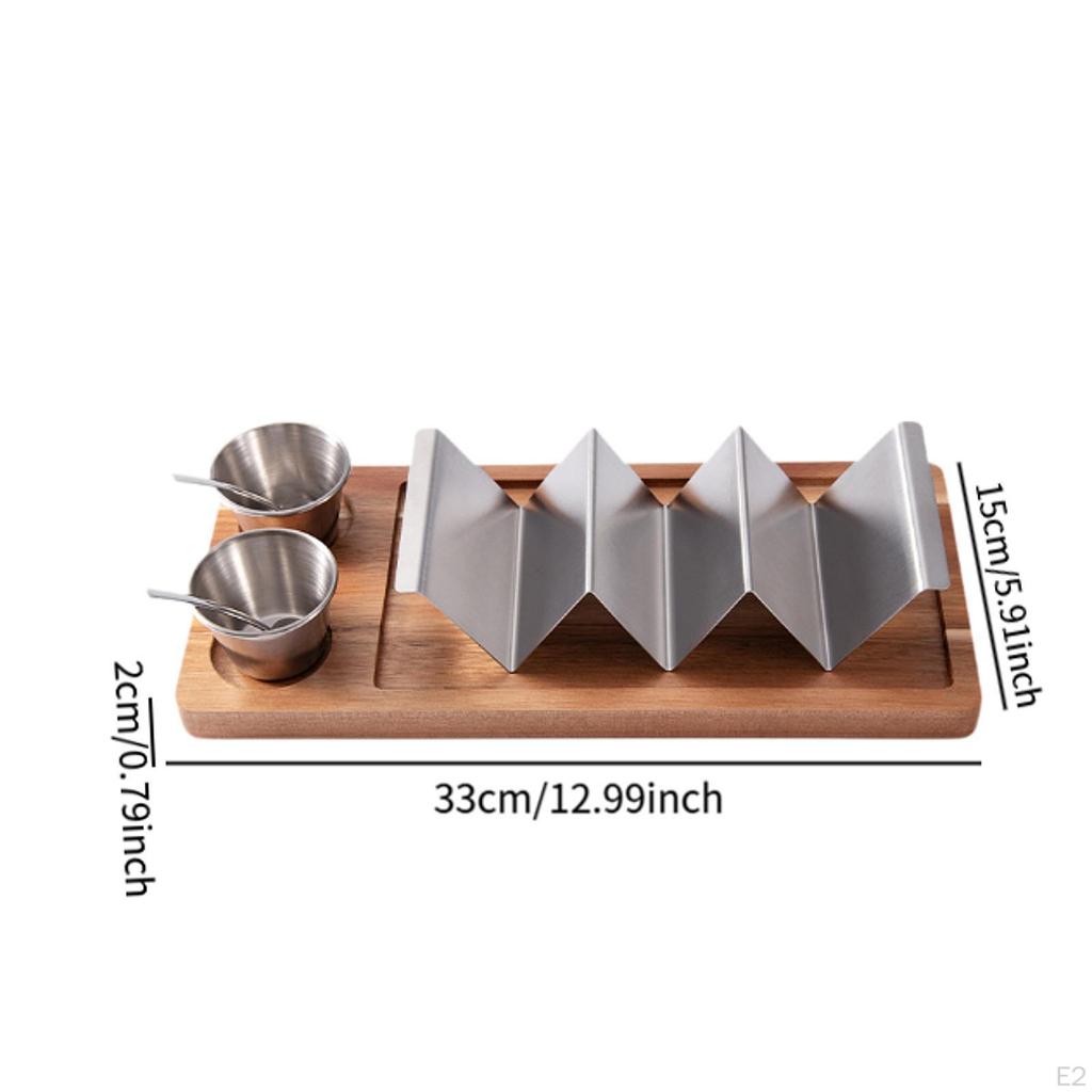 Taco Halter Stehen Display Rack Holz Tablett Snack Tortilla Sauce Tasse für