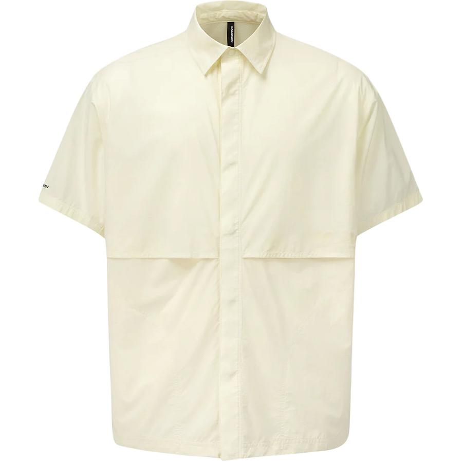 

Salomon Solid Color Polo Button Short Sleeve Shirt Men shirts Beige C28139 L