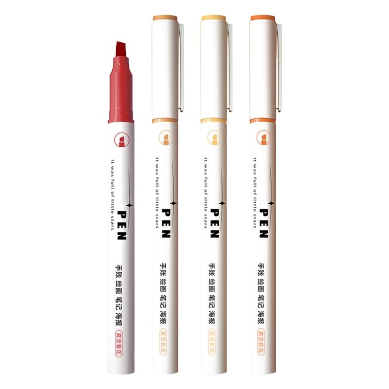 

4x/Box Chisel Tip Highlighter Pen Drawing Pen Multifunctional Highlighter Markers Highlighters Set Stationery Supplies