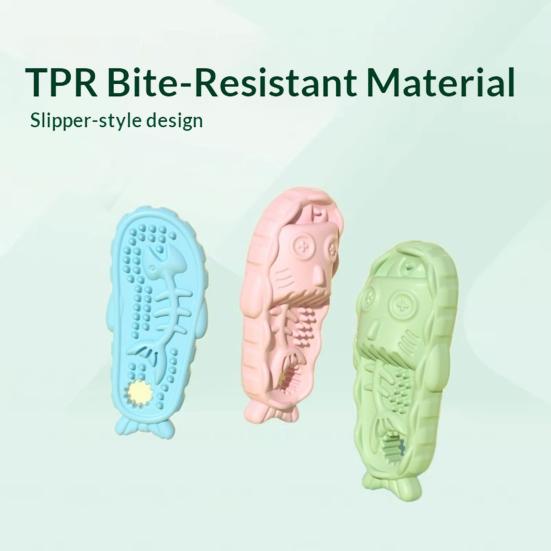 Slipper Dog Chew Toy Bite Resistant Boredom Stress Relief Fishbone Texture Shoes Dogs Teething Cleaning Toy Pet Supplies