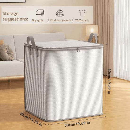 100/150/180/210ML Extra Large Clothes Storage Bag with Handle Heavy Duty Foldable Clothing Storage Bin with Lid Quilt Blanket Bedding Organizer Box