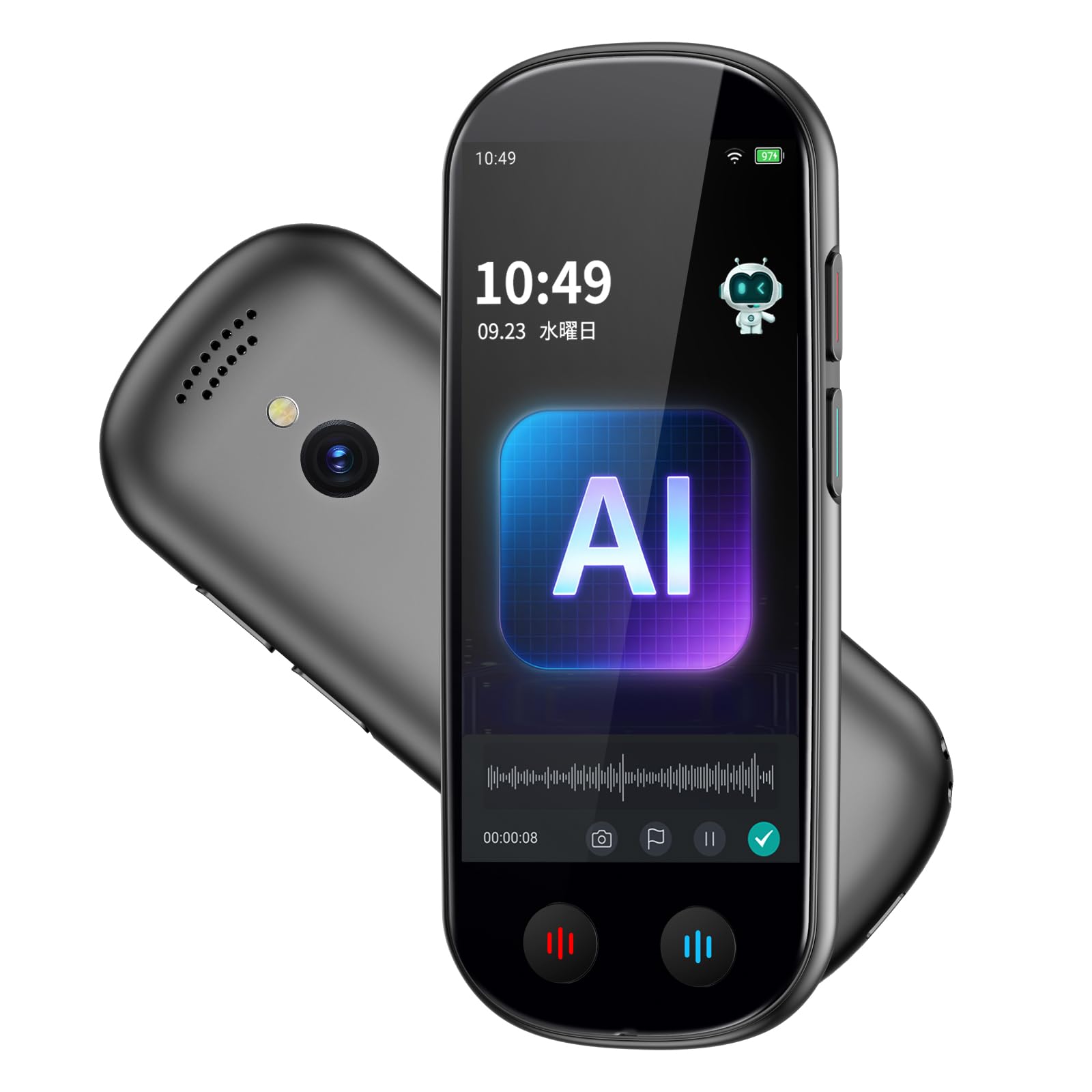 

AI диктофон з безкоштовним офлайн AI записом AI AI динамік шум автоматичні хвилини записані дані та розпізнавання голосу транскрипція, режим,