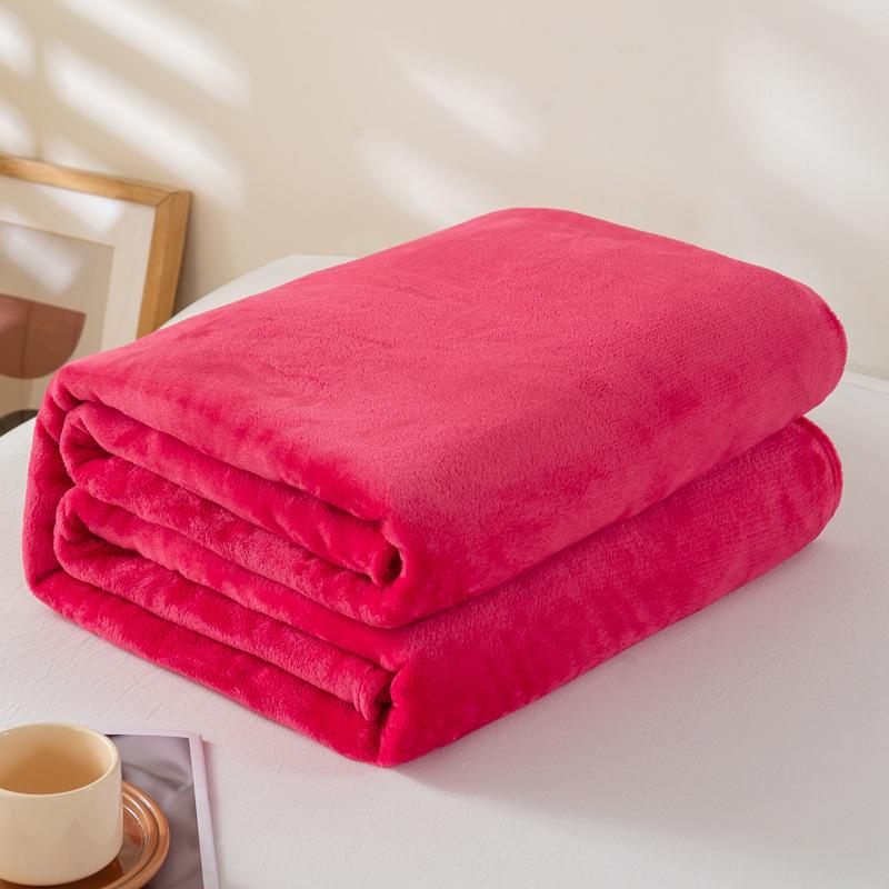 Solid Color Flannel Blanket - Summer Sofa Nap Cover, Coral Fleece Bed Sheet, Gift Blanket