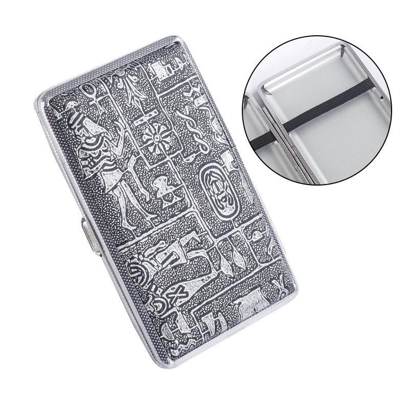 Black Leather Slim Cigarette Case with Rubber Band - Holds 20, Men's Portable and Stylish Smoking Accessory