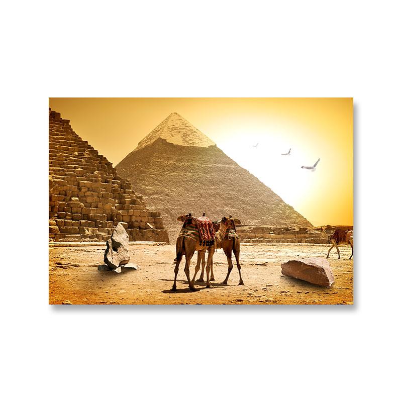 Desert Camel Canvas Painting Animal Wall Pictures Landscape Egyptian Pyramids Nile Posters for Living Room Wall Decor Cuadros