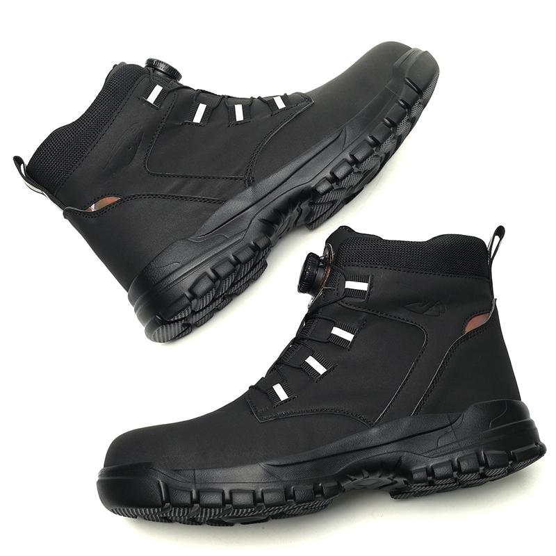 Rotating Buttons Indestructible Work Boots Men Steel Toe Safety Boots Anti-smash Puncture-Proof Protective Shoes Waterproof Boot