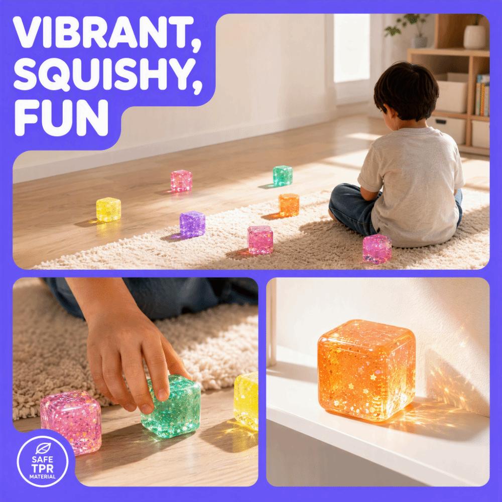 Glitzer Eiswürfel Squishy Spielzeug Langsam Rückprallender Würfel Fidget Spielzeug Entspannungs Würfel Knetspielzeug Kinder Geschenke
