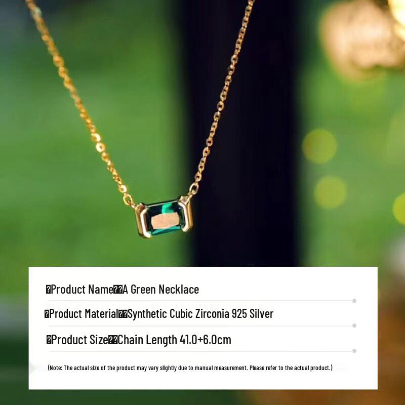 2023 High-End Fashion: Gold-Plated S925 Sterling Silver Green Zircon Choker Necklace for Women