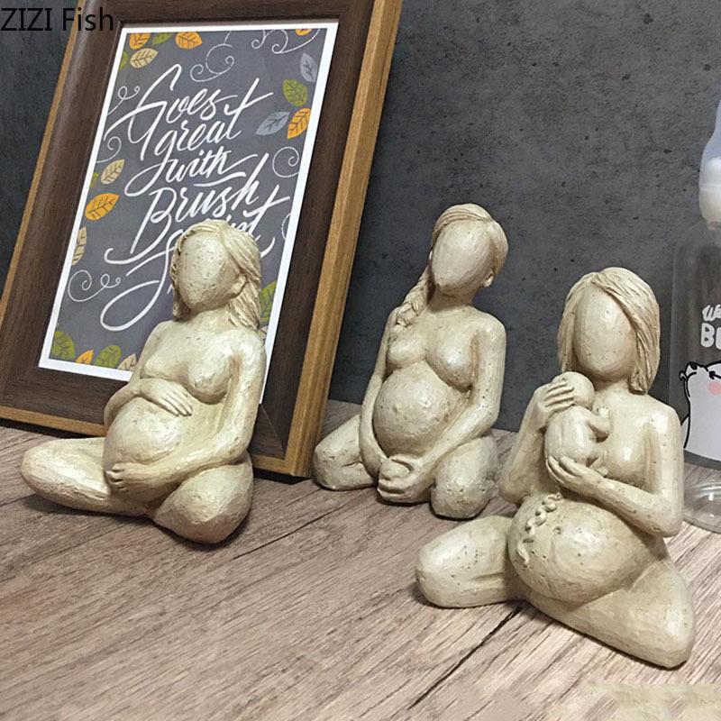Gravid Kvinna Retro Karaktär Hartser Staty Skrivbordsdekoration Gravida Kvinnor Skulptur Ornament Skrivbordsdekor Figurin Statyett